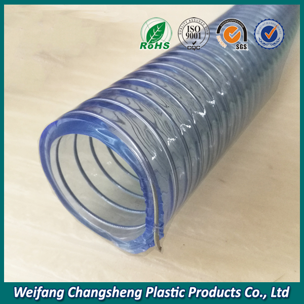 Transparent 6 inch Spiral Steel Wire Reinforced PVC Flexible Hose Pipe
